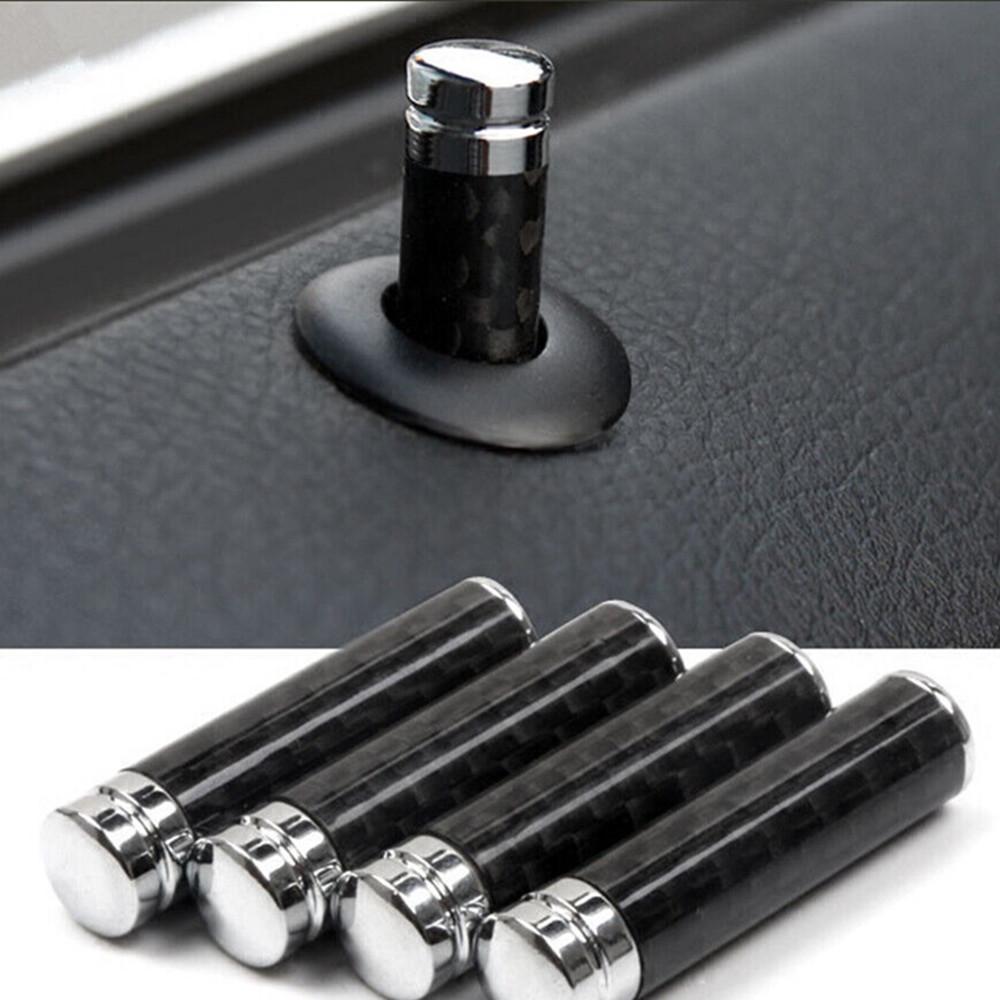 New 4Pcs Carbon Fiber Style Auto Interior Door Lock Pins Knobs For BMW Mercedes-Benz