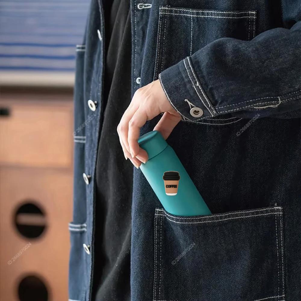 Tyeso 150ml Pocket Insulated Water Bottle Stainless Steel Compact Slim Design High Aesthetic Appeal Cute Perfect for Work Office with Coffee Sticker