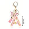Fashionable Crystal Letter Keychain Sparkling Butterfly Tassels Charm Keyring Ornament for Women Girls Accessories
