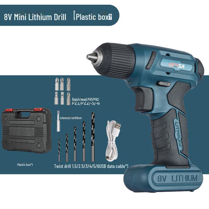 

8-вольтовая литиевая аккумуляторная электрическая дрель и отвертка Plastic Case 13-Piece Set