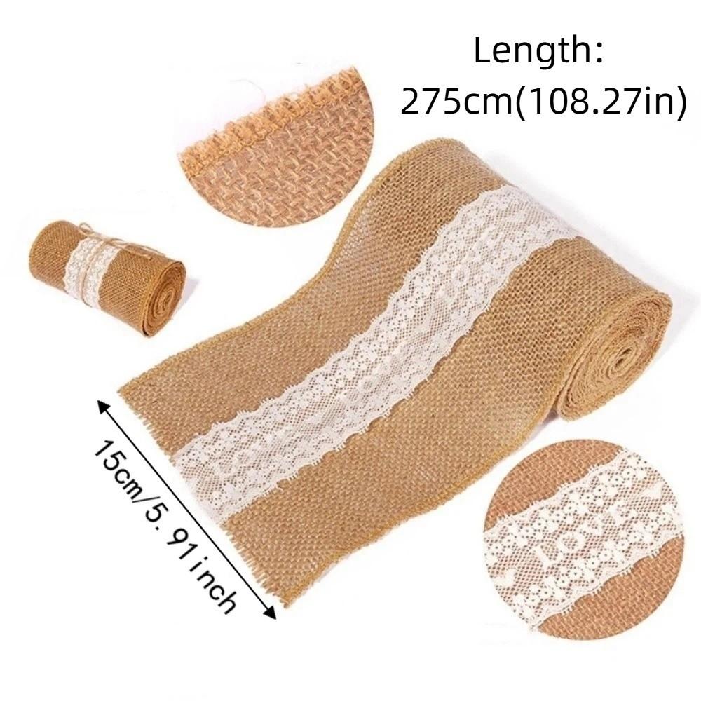 Handmade Burlap Chair Bow 15cm Lace Cotton Chair Backrest Lace Seat Back Strap Party Supplies
