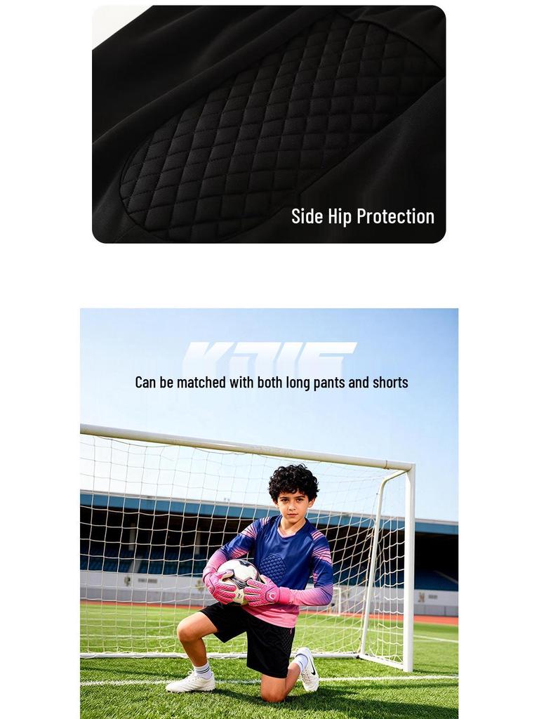 Kids' Long-Sleeve Goalkeeper Uniform with Chest Protection for Football Training