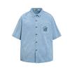 American Retro Washed Old Blue Denim Shirt Loose Embroidery Tooling Shirt Men