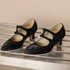 Spring Retro Pointed Head Light Mouth High Heel Mary Jane Shoes Double Breasted Medium Heel Women