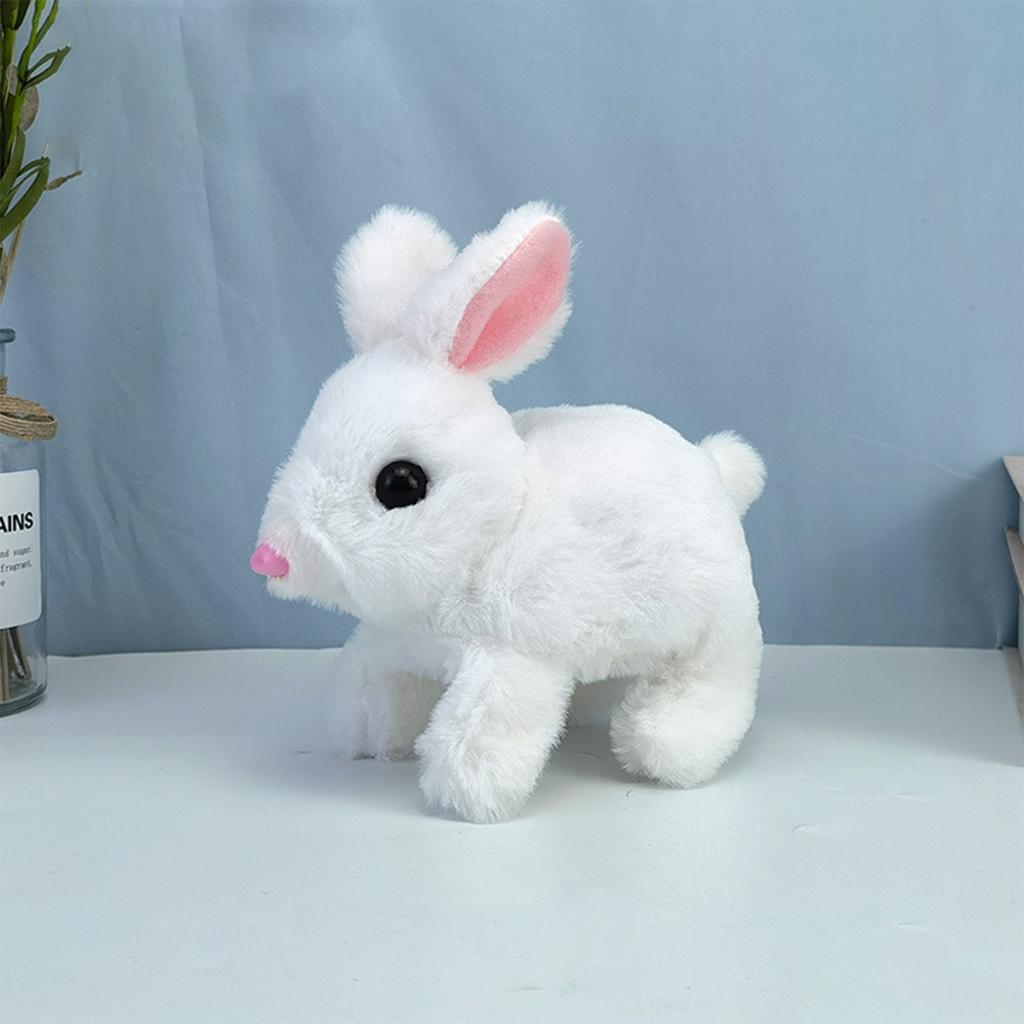 Electric Plush White Rabbits Toy Fluffy Educational Interactive Bunny Toys Suitable for Haunted House Decoration