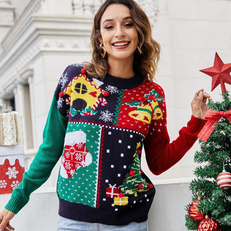 

2023 Пуловер Вязаный Свитер Свитер Снежинка Рождественская Елка Tibetan Blue M (Christmas Sweater)