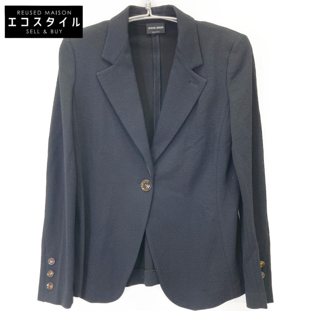 Giorgio Armani 3HAG74 AJXTZ Black Seersucker Single Breasted Jacket Jacket 48 blackUsed