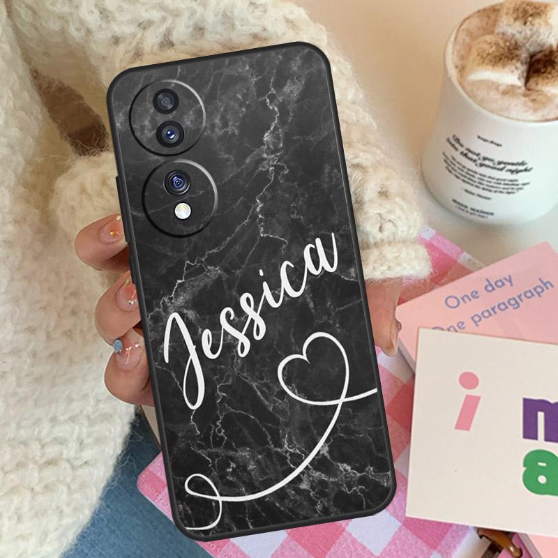 

PERSONALISED INITIALS MARBLE Phone Case For Honor Magic 5 Pro 50 70 90 Lite 8X 9X X6 X7 X8 X9 X8a X7a X6a X9b X9a Cover Honor 70 Lite