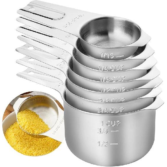 

Набор мерных чашек из 7 штук, штабелируемые гнездовые мерные чашки из нержавеющей стали повышенной прочности, идеально подходят для сухих и ингредиентов, гнездовые мерные чашки для Standard Edition