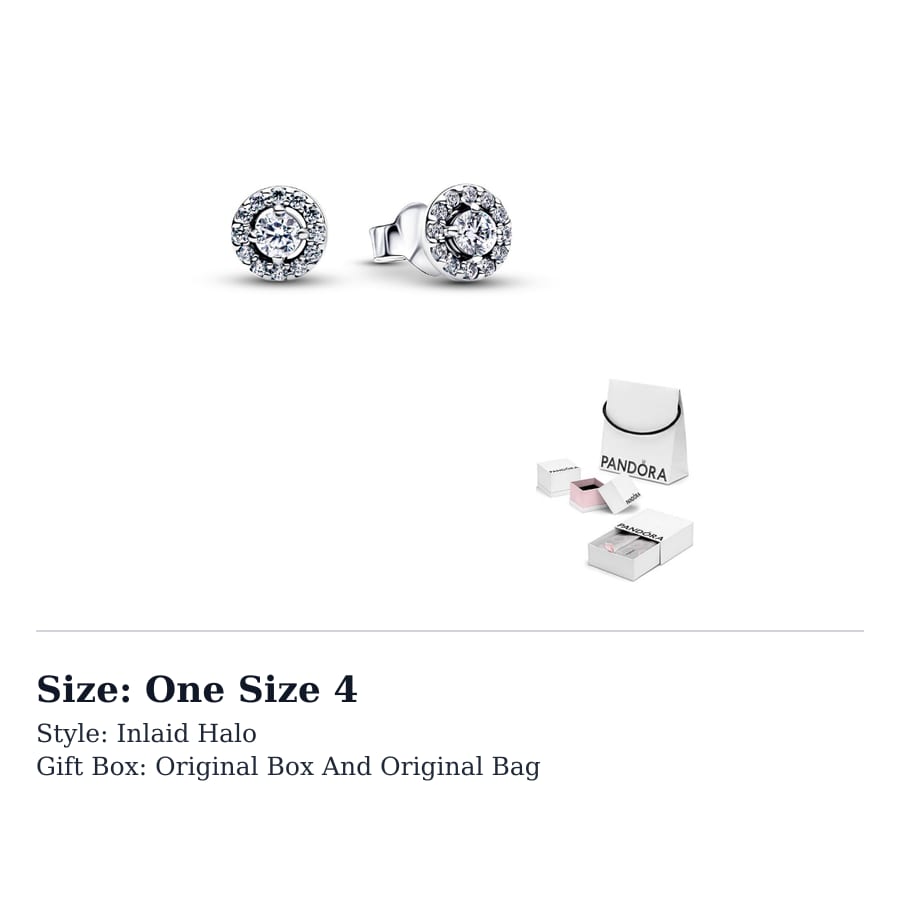 Pandora 925 Silver Cubic Zirconia Stud Earrings Women's Silver 299239C01