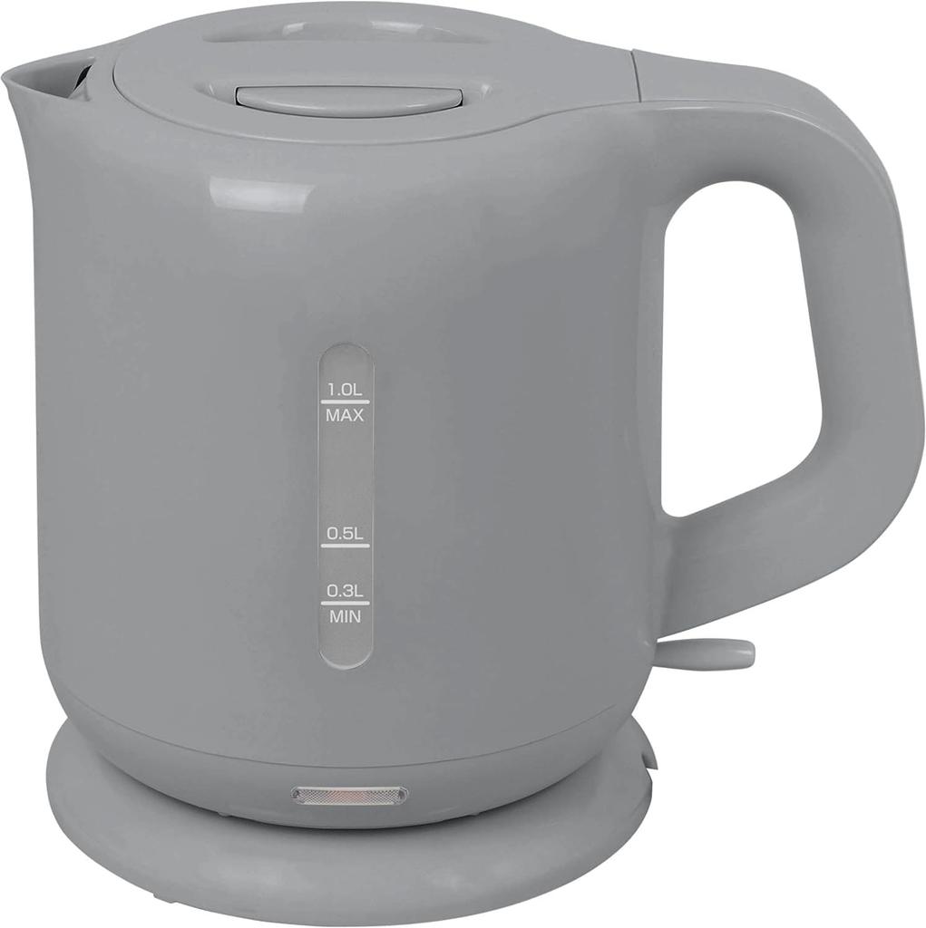Yamazen DKE-100(H) Electric Kettle, 1.0L, Compact, for Single or Double Dwellers, with Auto-Off Function, One-Touch Operation, Gray