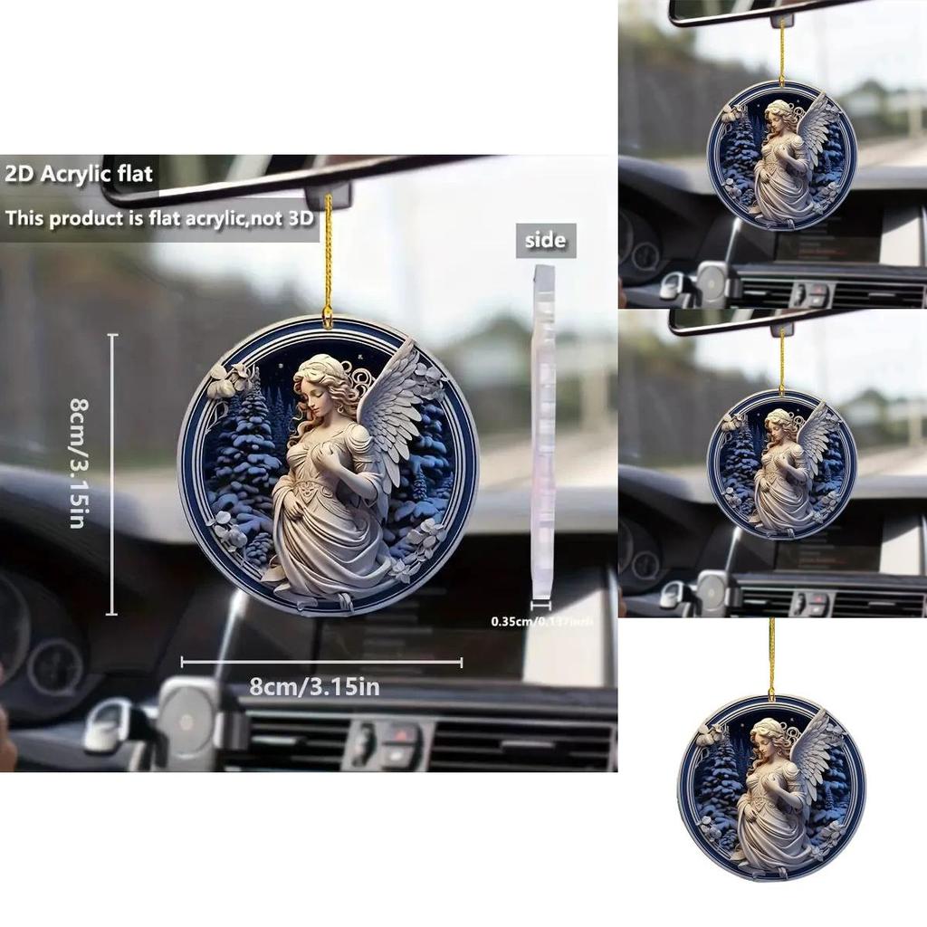 Acrylic Flat Surface Angel Car Pendant With Minimalist Design For Vehicle Interior Decor