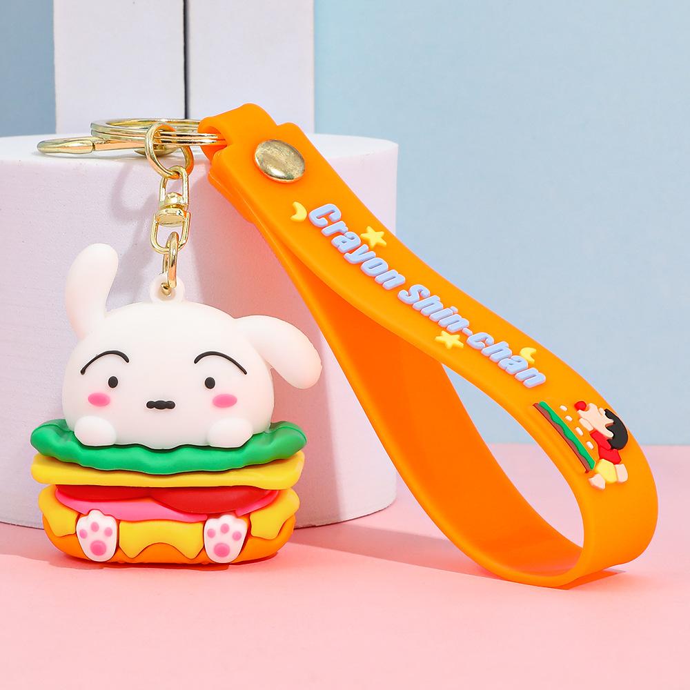 Anime Crayon Shin-Chan Cartoon Hamburg Keychain Shin Chan Ade, Shiro Durable Backpack Car Keys Chain Bag Decoration Gifts