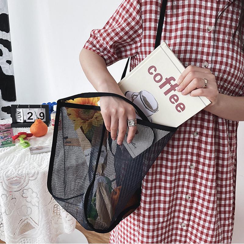 Large Capacity Beach Bag Lightweight Mesh Tote Bag Fashionable and Versatile Shopping Bag For Women Travel