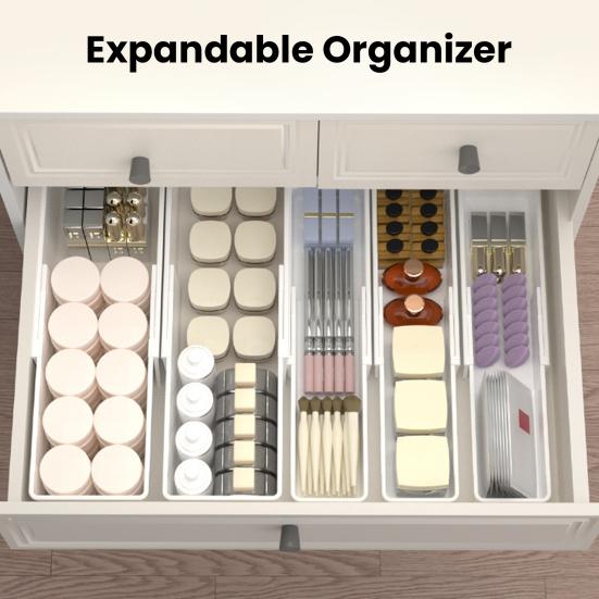 Telescopic Storage Box Drawer Organizer Large Capacity Smooth Edge Retractable Design Space-Saving Tableware