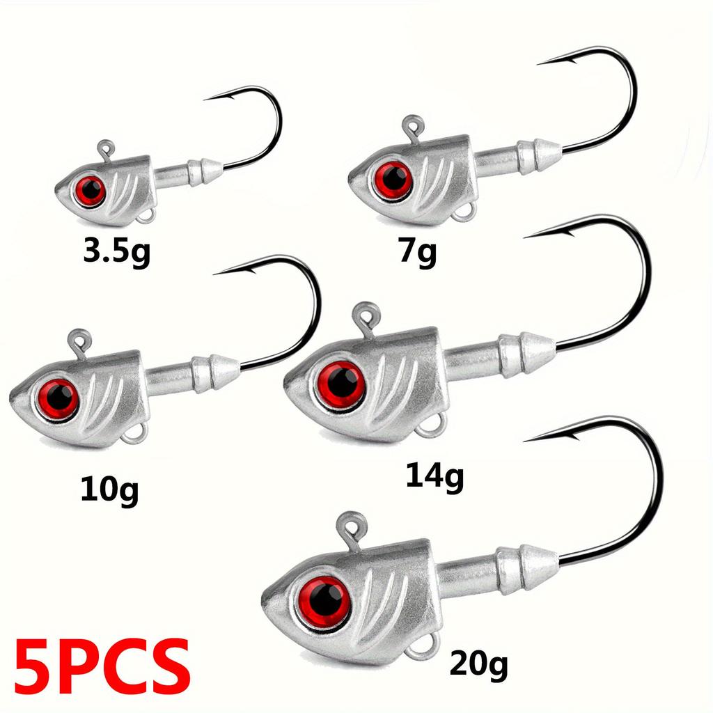 5pcs Swimbait Jig Heads for Freshwater and Saltwater Fishing - Minnow Fish Head Design for Enhanced Attraction and Hooking Power