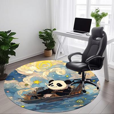 1 Stück Panda Sternenhimmel Büro Runder Teppich, Indoor-Matte Geeignet Für Büro, Unter Bürostühlen Schlafzimmer Wohnzimmer Heimdeko, Zimmerdeko