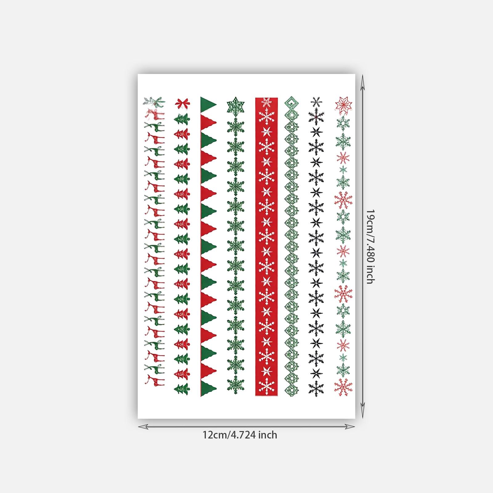 Christmas Tattoo Sticker Waterproof Female Long-Lasting Christmas Pole Wax Tattoo Sticker Tattoo Sticker 12*19