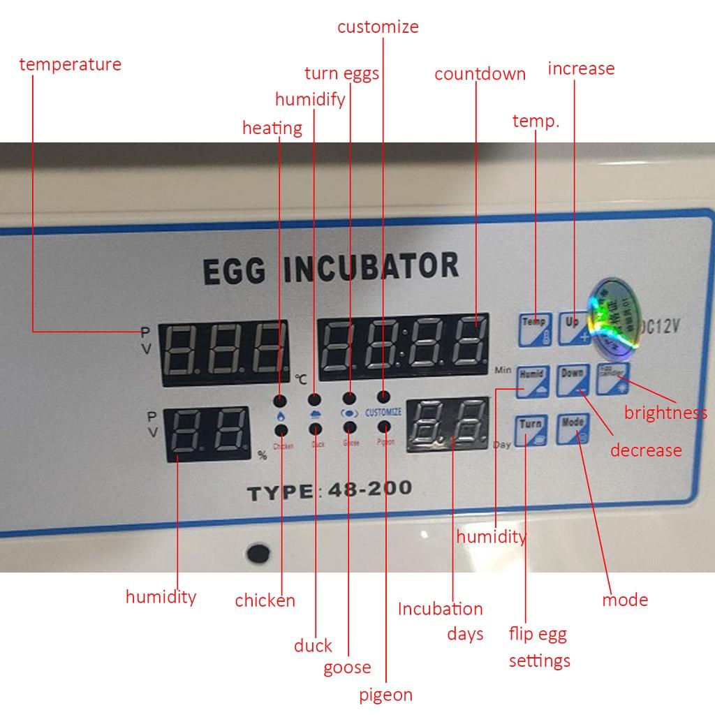 56/98/150/196 Automatischer Eierinkubator, Bauernhof-Brutmaschine, LCD-Digital, für Bauernhof, Hühner, Wachtel, Brüter, Eierbrutkasten
