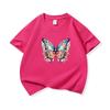Kids Cotton T Shirt Colorful Floral Pattern Butterfly Print Crew Neck Short Sleeve Tee Casual Boys Girls Summer Tops