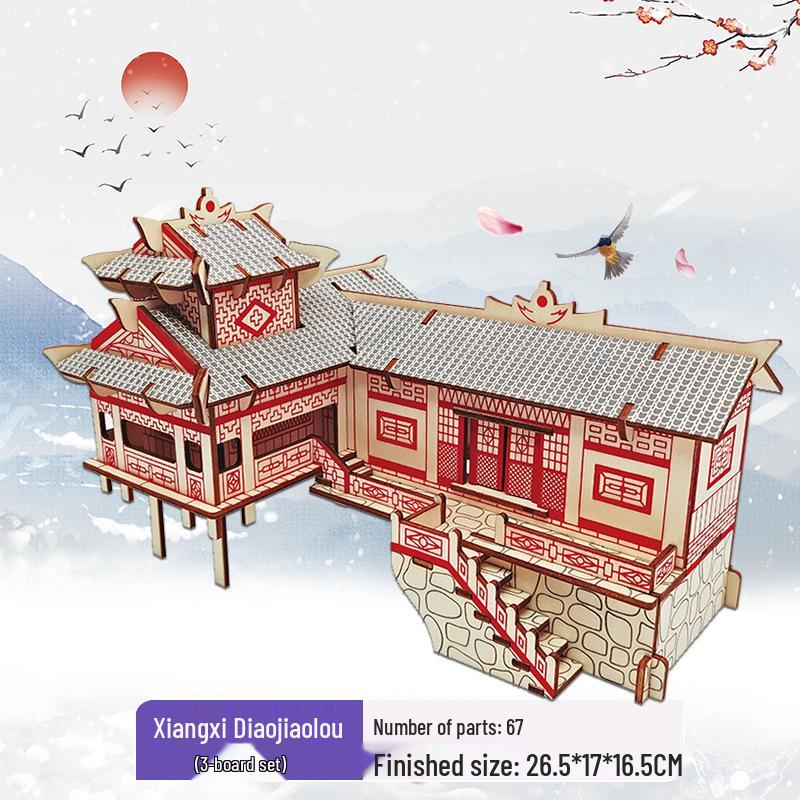 Chinese-Style 3D DIY Wooden Villa Model Kit