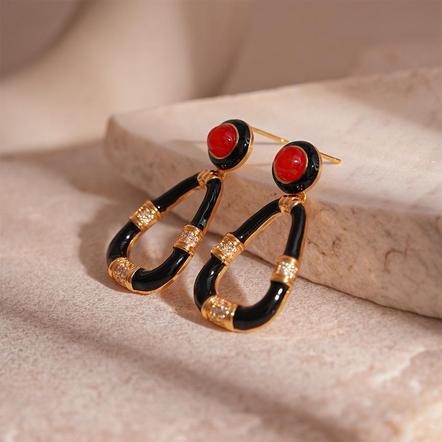 European and American Black Diamond-encrusted Butterfly Flower Fringed Earrings Temperament Earrings Light Luxury Earrings Women