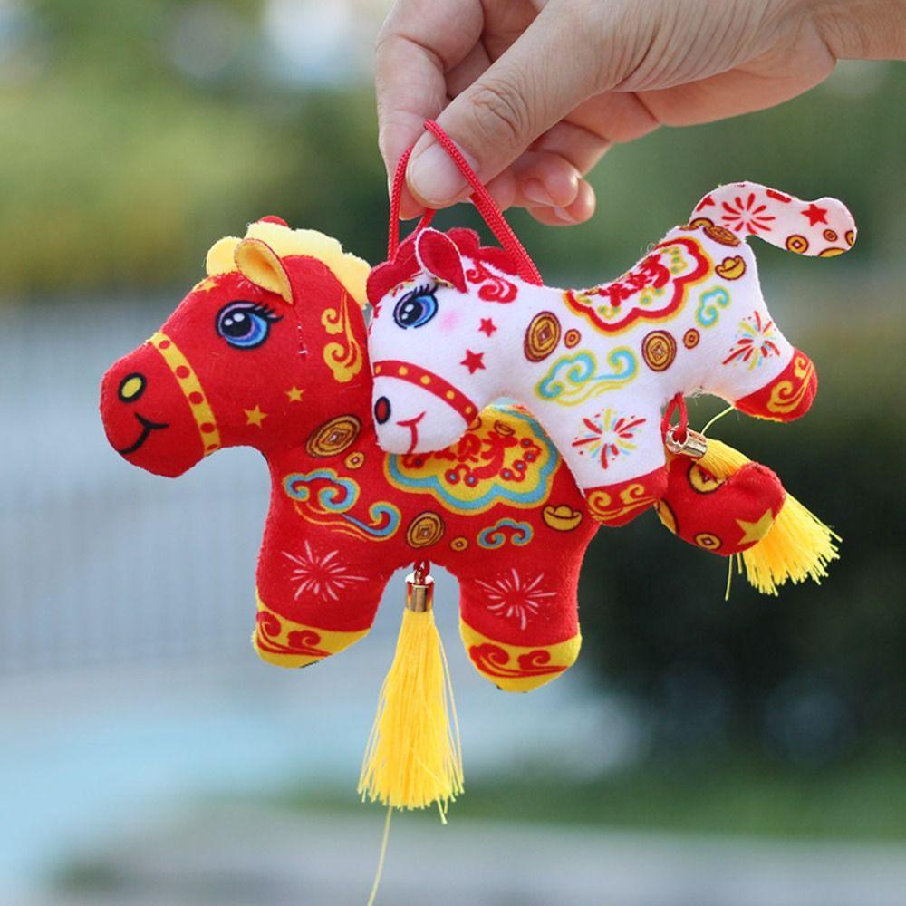 Creative Stuffed Animal Keyring Cute Cartoon Steed Doll Zodiac Pony Figurine  Home Decoration