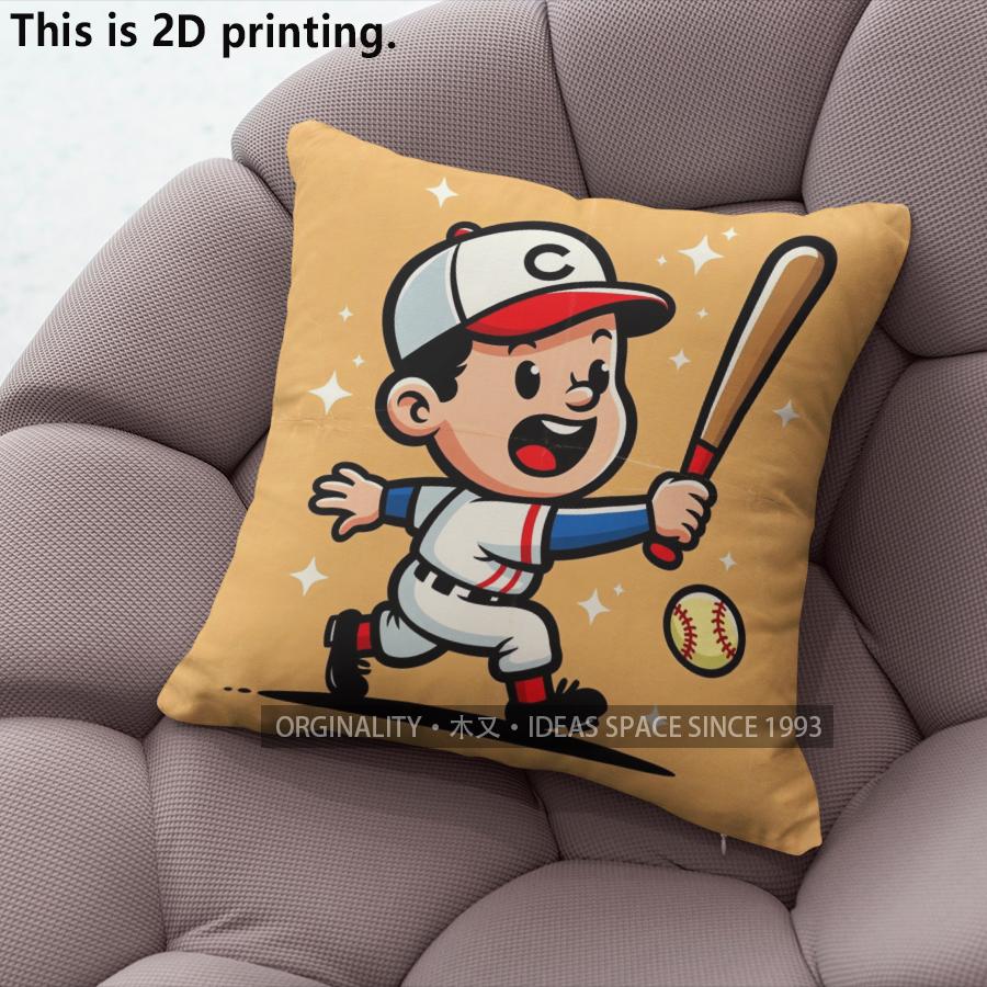 Vintage Baseball Cartoon Print Throw Pillow Covers Pattern Cushion Cover Suitable for Sofa Bedroom Car Pillow Cover