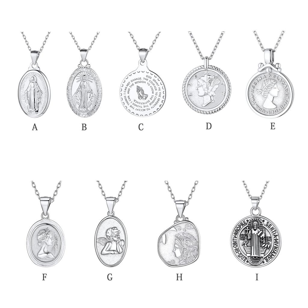 [ChicSilver] Virgin Mary Necklace, Women's, Sterling Silver 925, Miraculous Medal Pendant, Men's, Cross, Amulet, Accessory