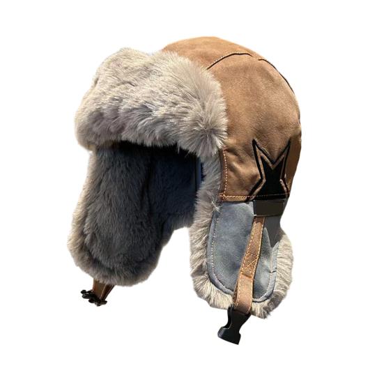 Lei Feng Hat with Adjustable Plush Lining All-Round Thermal Barrier Ear Protection Hat Windproof Water-Repellent Winter Cap