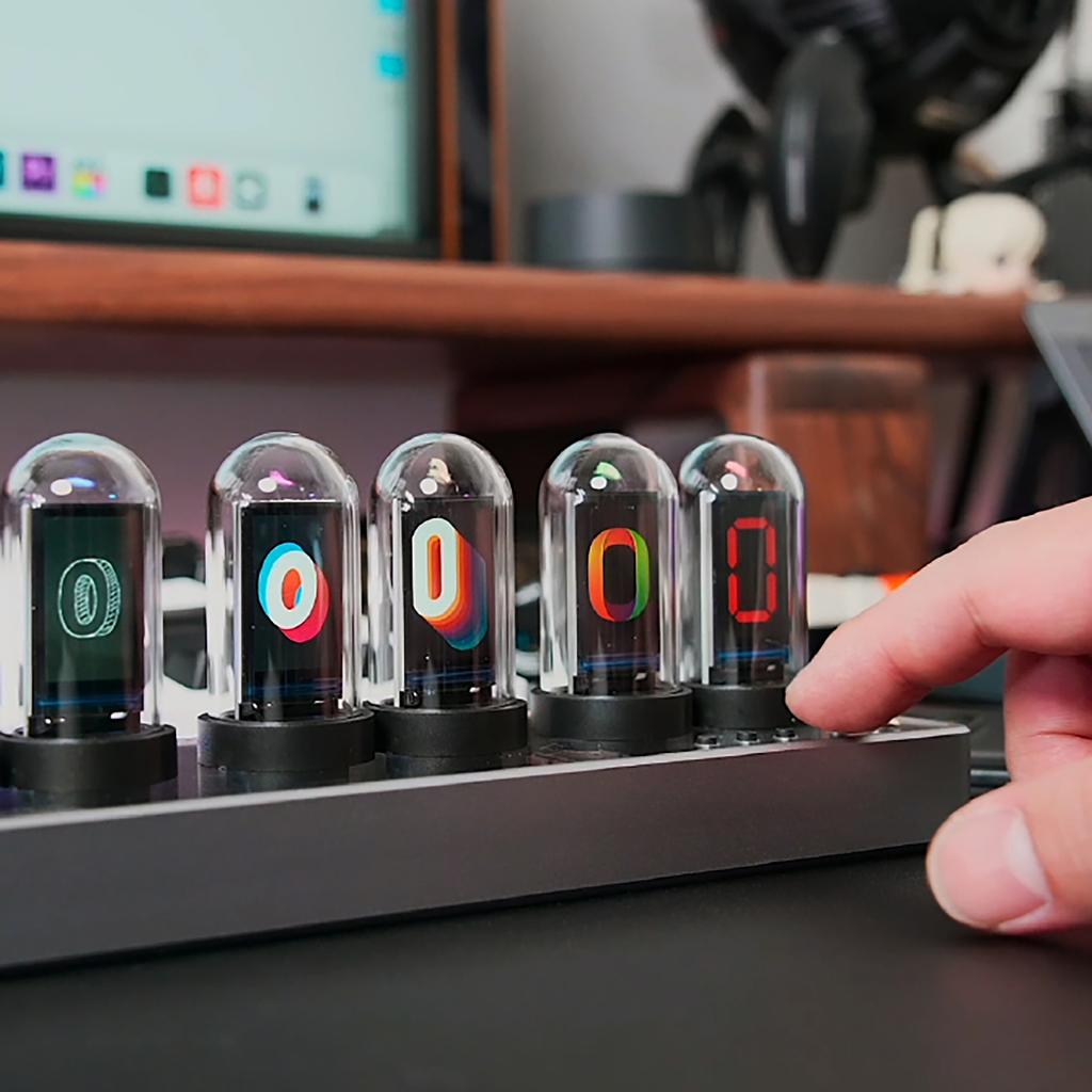 IPS Color Screen Nixie Tube Digital Alarm Clock Creative Colorful USB Retro Table Clock