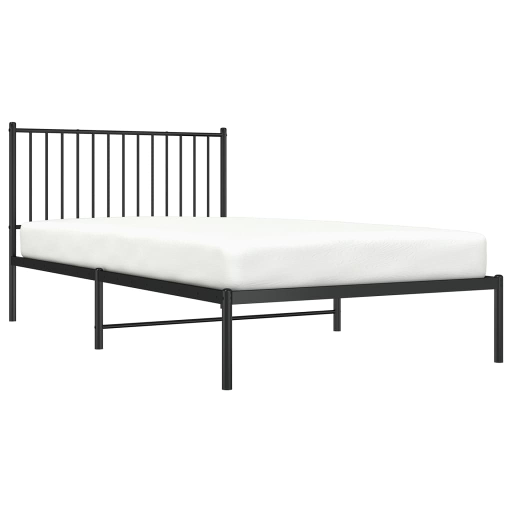 Metal Bed Frame with Headboard Black 107 x 203 cm