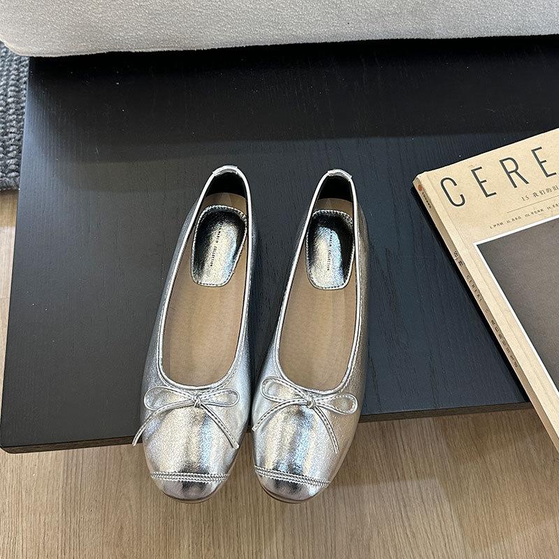 Fashion rose red bowtie flat shoes woman flock ballet flats  designer bow moccasins big size 35-42 slip on loafers zapatillas mujer