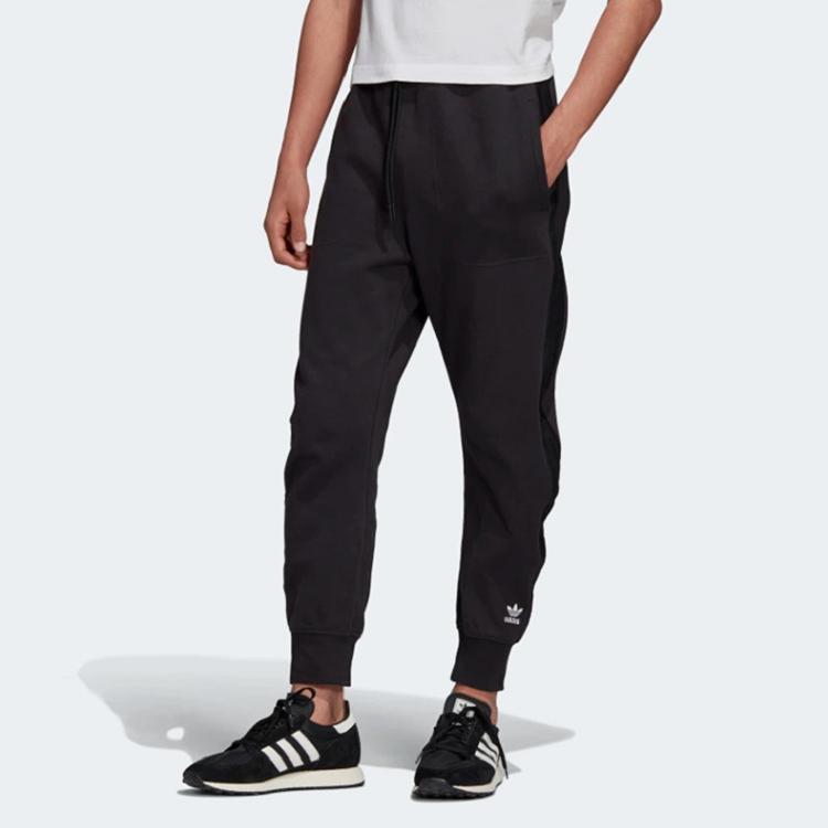 adidas Pantalones de chándal Originals Trefoil con puños con cordón y diseño de punto holgado Edición Otoño Pantalones de chándal para hombre Negro FM3698