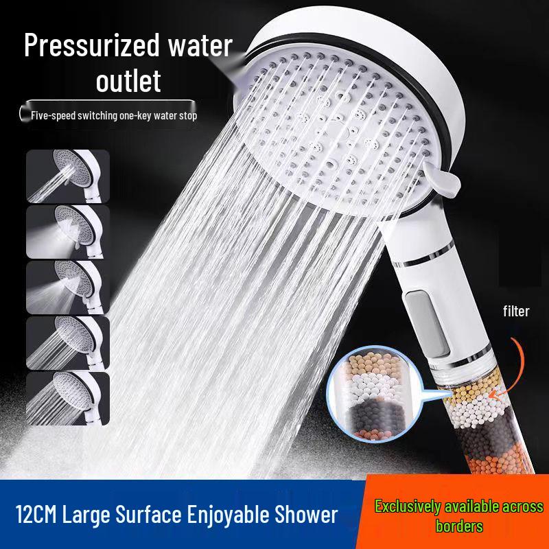 Five-Speed Large Panel Handheld Shower Head with Hose