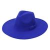 Unisex Fashion Wide Wool Belt Flat Top Fedora Hat Party Church Hats Cap