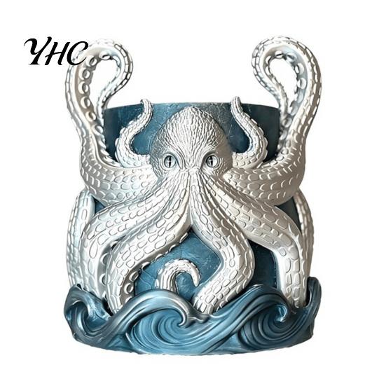 Environmentally Friendly Plant Holder 3D Printed Octopus Planter, Artistic Coastal Pot, Decorative Sun Resistant Garden Ornament Container for Cactus,