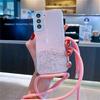 Glitter Phone Case For Samsung Galaxy A14 A36 A33 A53 A73 A52 A54 A56 A34 A16 A15 A55 S25 Cover Crossbody Necklace Lanyard Strap