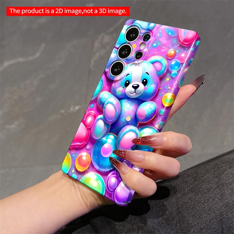 2DFlat Samsung phone case Rainbow Bear in Bubble World Applicable to Galaxy S23 S24 S25ULTRA S26 A12 A14 A15 A16 A54 A55