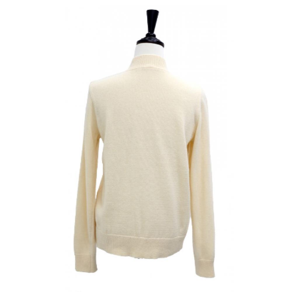 Shiz Madam Wool Cashmere Half Polo Knit With Pearl Decoration T57411