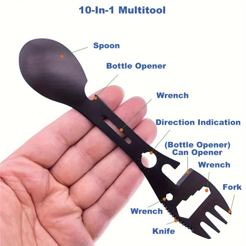 Multifunctional Whistle Knife Outdoor Camping Survival Spork Kitchen Multifunctional Wrench Bottle Opener Spoon.