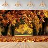 2D Autumn Maple Tree Tapestry, Fall Forest Avenue with Orange Leaves for Room Decor