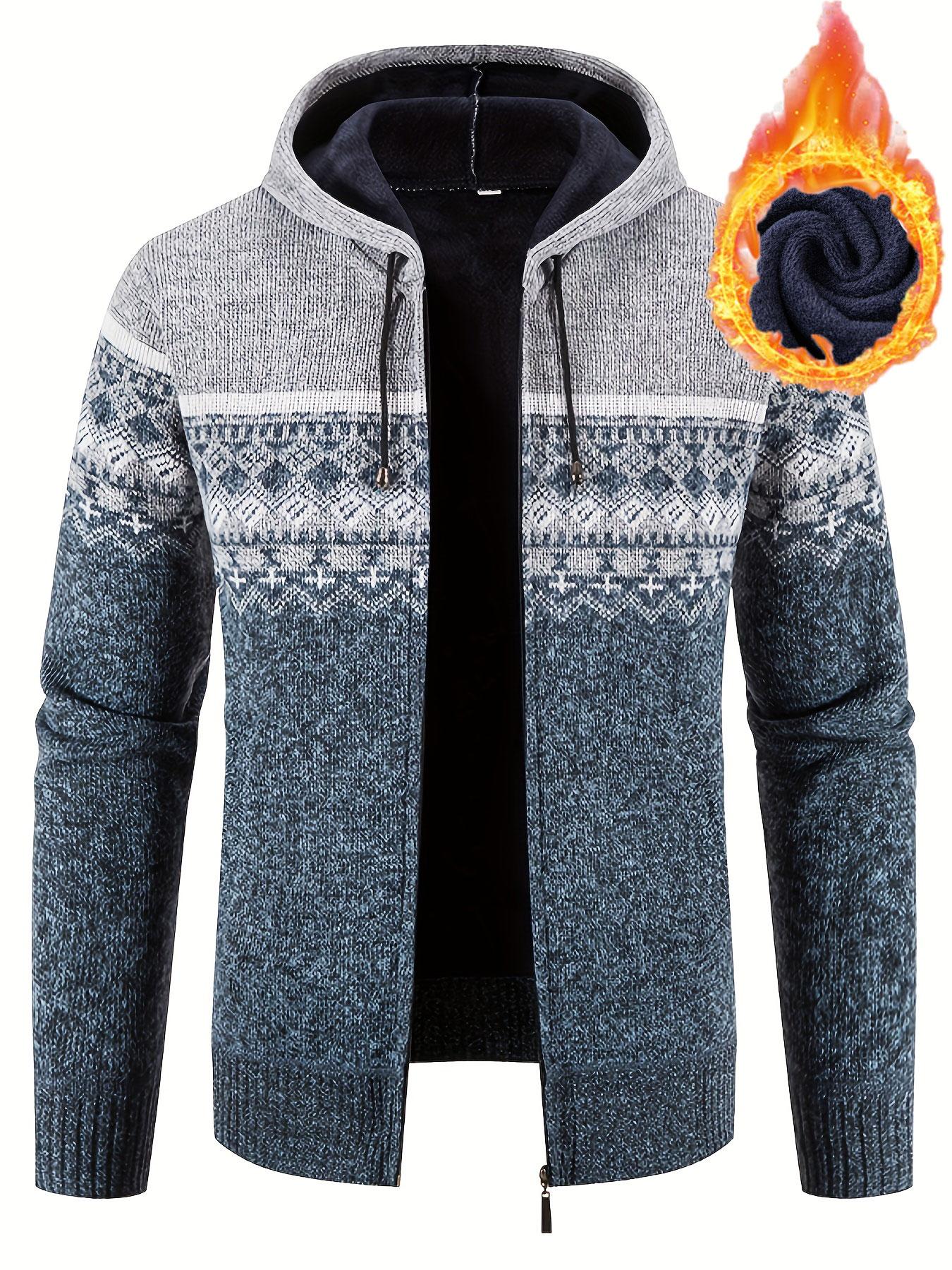 Уютный кардиган свитер мужской осень и зима плюс бархат толстый красивый теплый свитер — фото 5