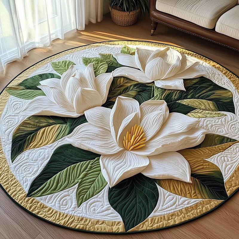 Multicolor 3D Digital Printed Quilted Round Carpet Living Room Bedroom