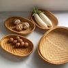 Handmade Woven Bread Basket Wicker Material Fruit Display Basket  Kitchen Use