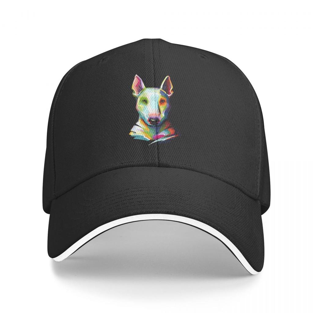 Bull Terrier Baseball Cap Bull Terrier Colorful Painting Wholesale Polyester Fitted Baseball Hat Drummer Outdoor Logo Cap
