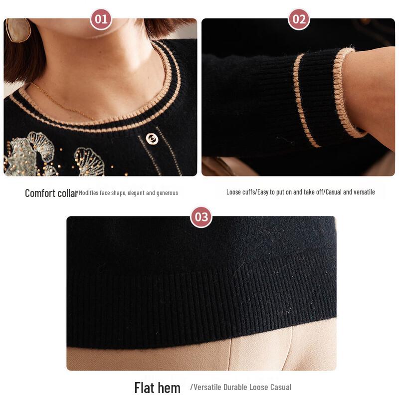 Jianhu Women's 100% Pure Wool Round Neck Sweater