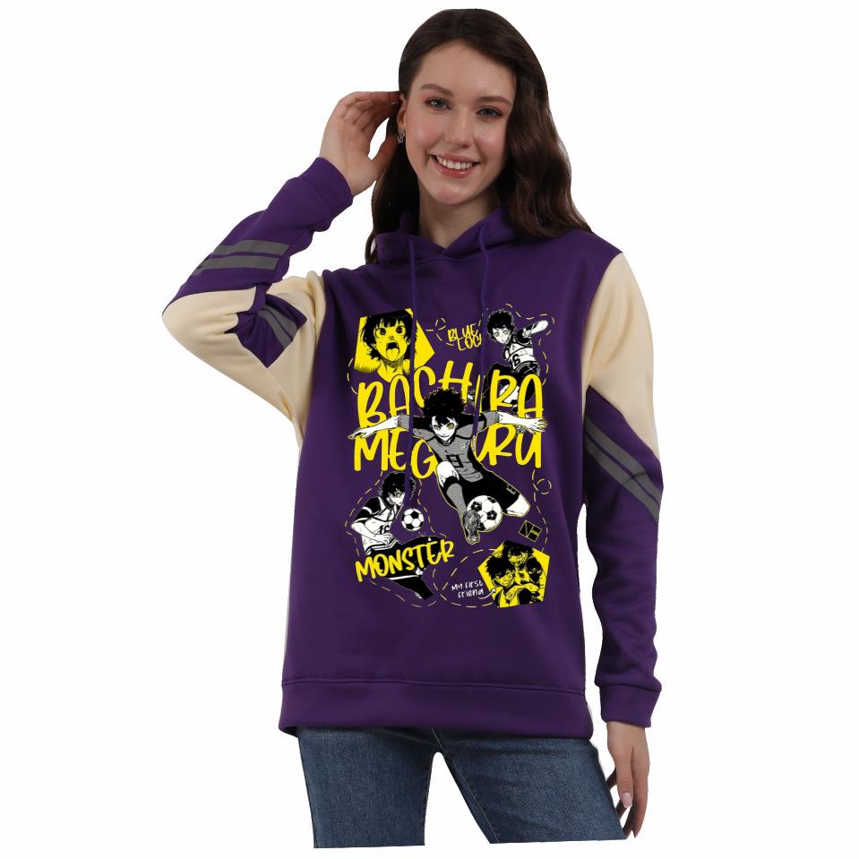 Blue Lock Anime Colorblock Hoodie mit Fleece für Damen und Herren - Herbst/Winter