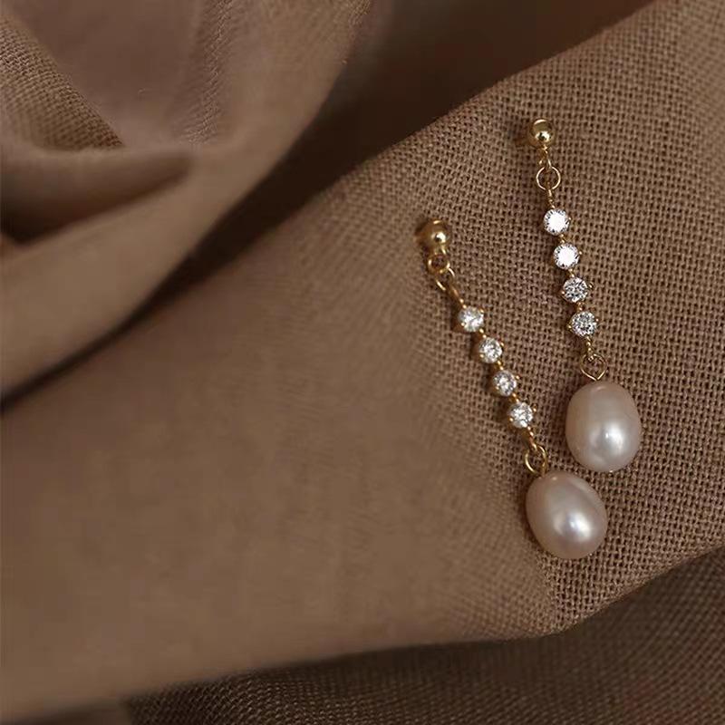 Original Inlaid Diamonds Pearl Earrings For Women Classic Elegance Layered Earrings Hip-Hop Sweet Jewelry Gift