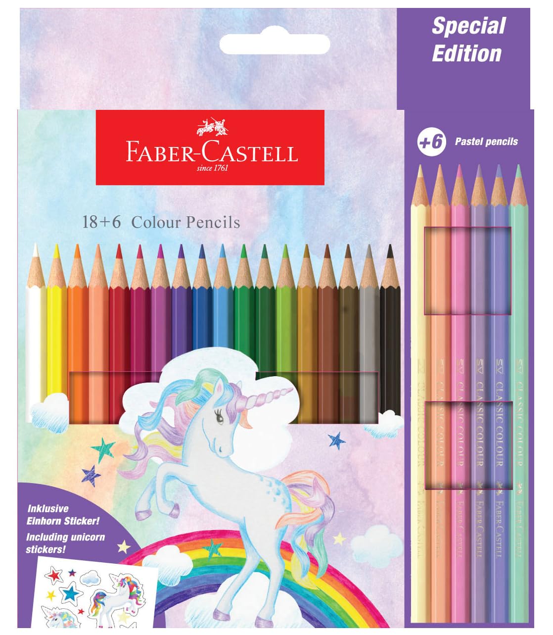 

Colored Pencils Unicorn 24 Color Set 6 Pastel Colors 27181007 Faber-Castell